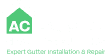 White logo for AC Houston Seamless Gutters